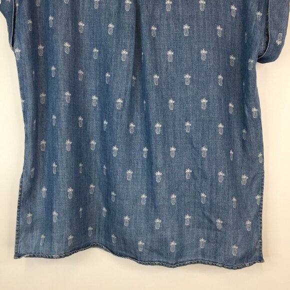 Rails Whitney Chambray Pineapple Button Down Shirt Blouse Size S - Picture 9 of 12